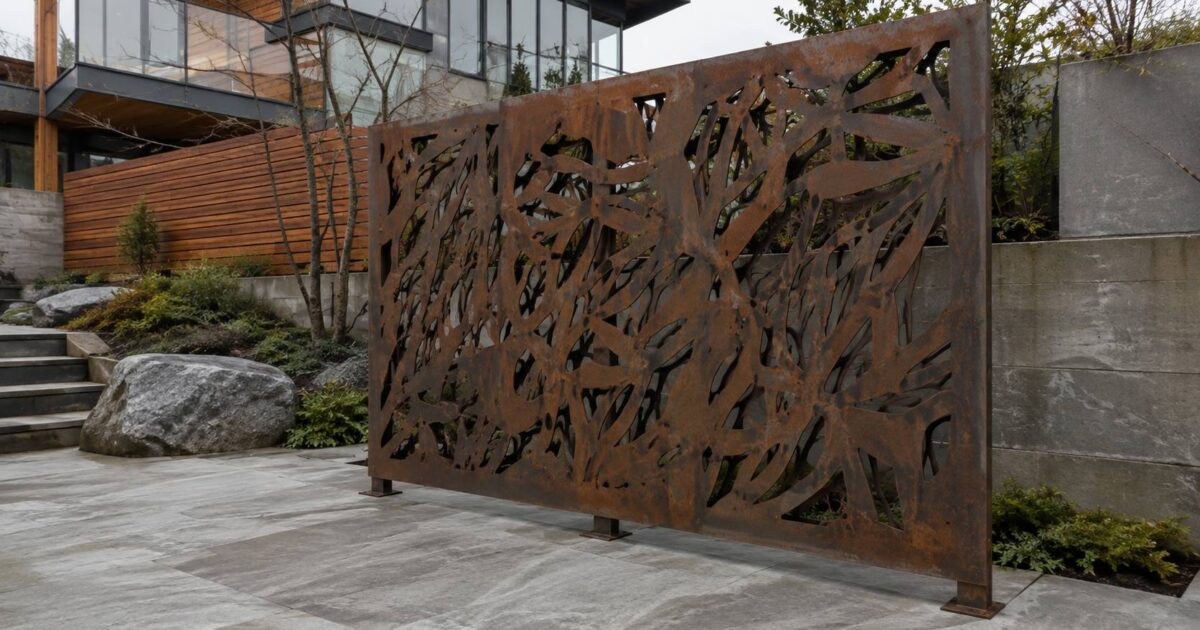 Custom metal art and decorative steel privacy screen in Vancouver
